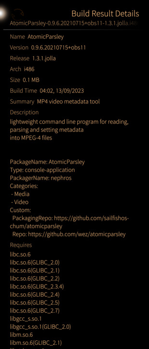"Build Result details"